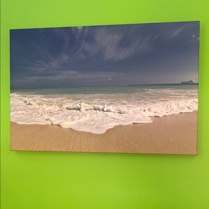 Beach Seascape Canvas Wall Art - Blue, Sand, White